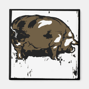 Schweine aus viktorianischem Holz Magnet