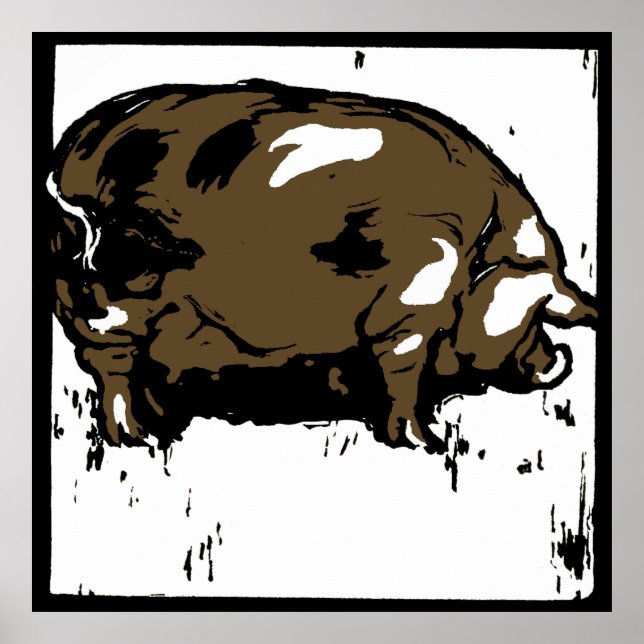 Schweine aus viktorianischem Holz Poster (Vorne)