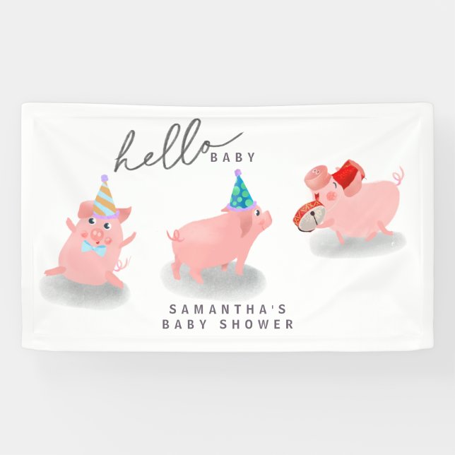Schweine-Baby-Party Banner (Horizontal)