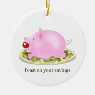 Schweine-Bank "Fest auf deinen Ersparnissen" Maßge Keramik Ornament