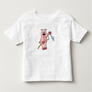 Schweine beim Angeln mit Angelrute und Fisch Kleinkind T-shirt