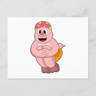 Schweine beim Springen ins Wasser Postkarte