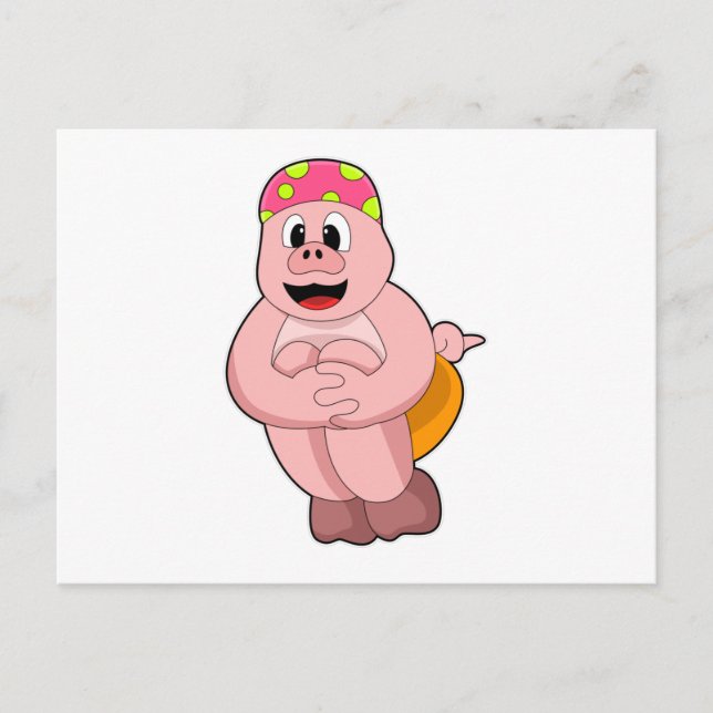 Schweine beim Springen ins Wasser Postkarte (Vorderseite)