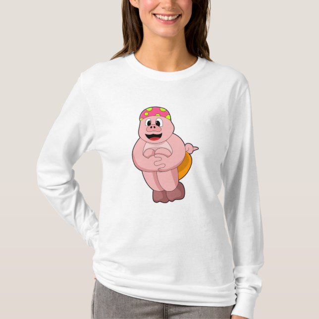 Schweine beim Springen ins Wasser T-Shirt (Vorderseite)