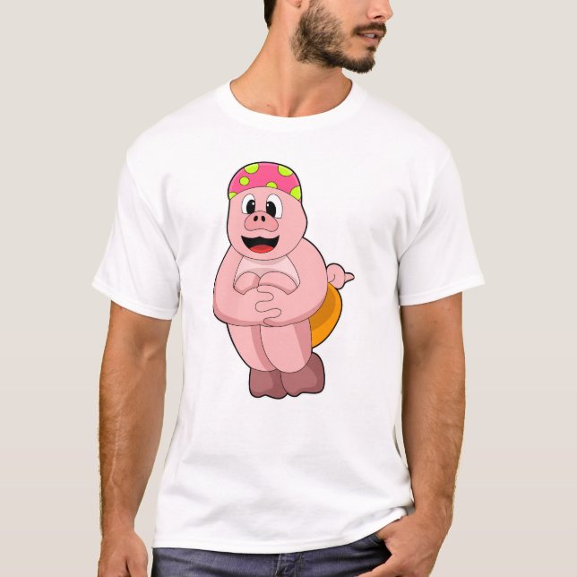 Schweine beim Springen ins Wasser T-Shirt (Vorderseite)