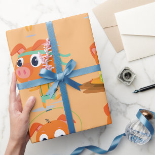 Schweine beim Training Geschenkpapier