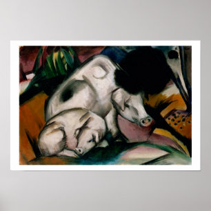Schweine, c.1912 (Öl auf Leinwand) Poster