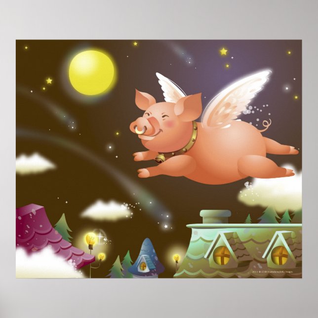 Schweine, die am Himmel fliegen Poster (Vorne)