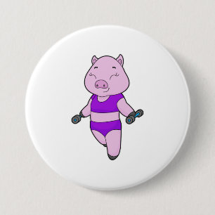 Schweine-Fitness-Hantel Button