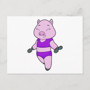 Schweine-Fitness-Hantel Postkarte