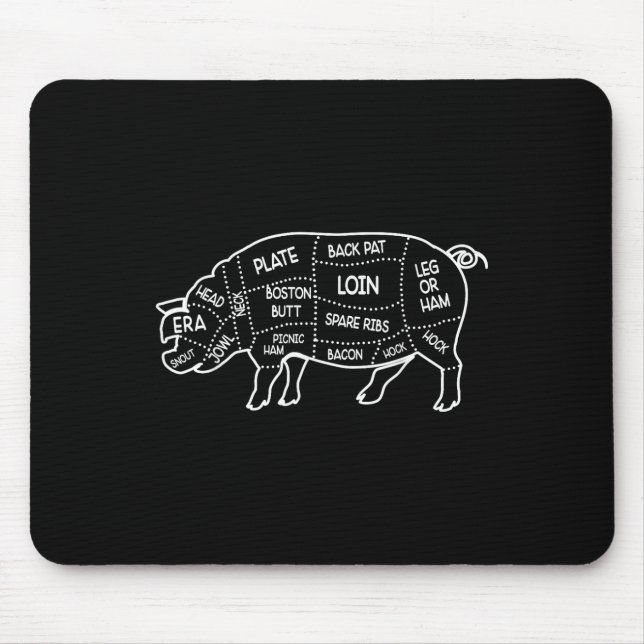 Schweine Fleischhälfte Schneidet Diagramm Koch Koc Mousepad (Vorne)