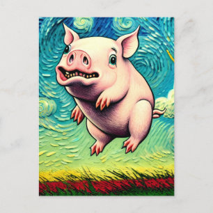 Schweine fliegen postkarte