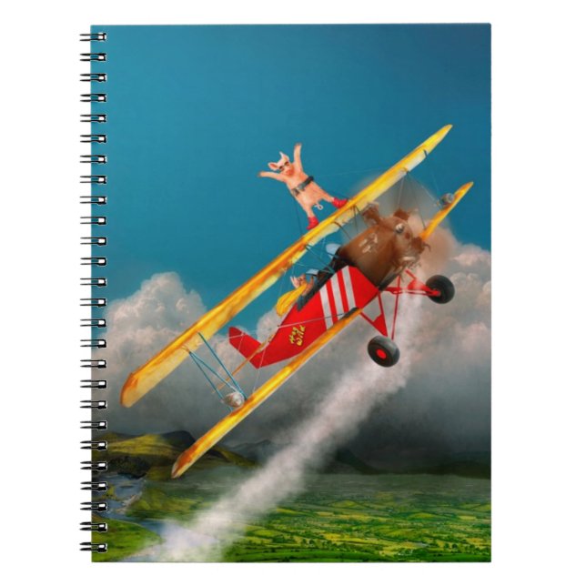 Schweine - Flugzeug - Wildschweine Notizblock (Vorderseite)