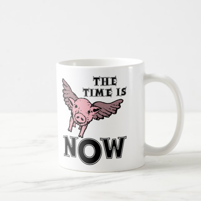 Schweine Fly Now Funny Mug Kaffeetasse (Rechts)