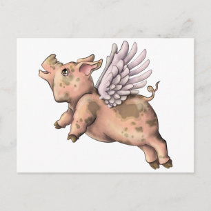 Schweine Fly Postkarte
