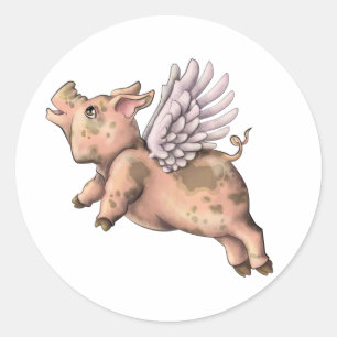 Schweine Fly Runder Aufkleber