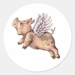 Schweine Fly Runder Aufkleber