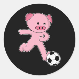 Schweine Fußballspieler Fußball Sport Runder Aufkleber