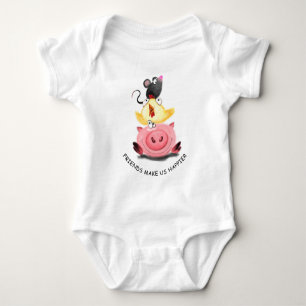 Schweine-Huhn und Maus Freunde Funny Baby Bodysuit Strampler