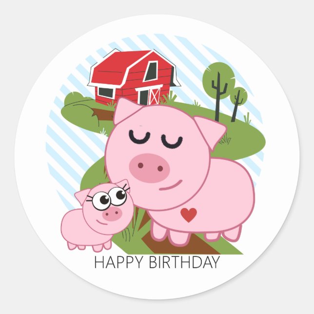 SCHWEINE IM BETRIEB RUNDER AUFKLEBER (Vorderseite)