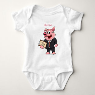 Schweine im geschäftlichen Anzug Cartoon Baby Strampler