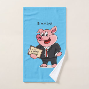 Schweine im geschäftlichen Anzug Cartoon Badhandtuch Set