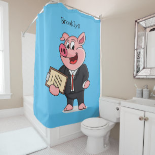 Schweine im geschäftlichen Anzug Cartoon Duschvorhang