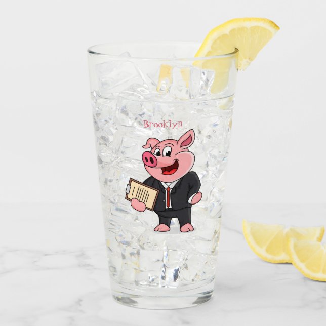 Schweine im geschäftlichen Anzug Cartoon Glas (Rückseite Ice)