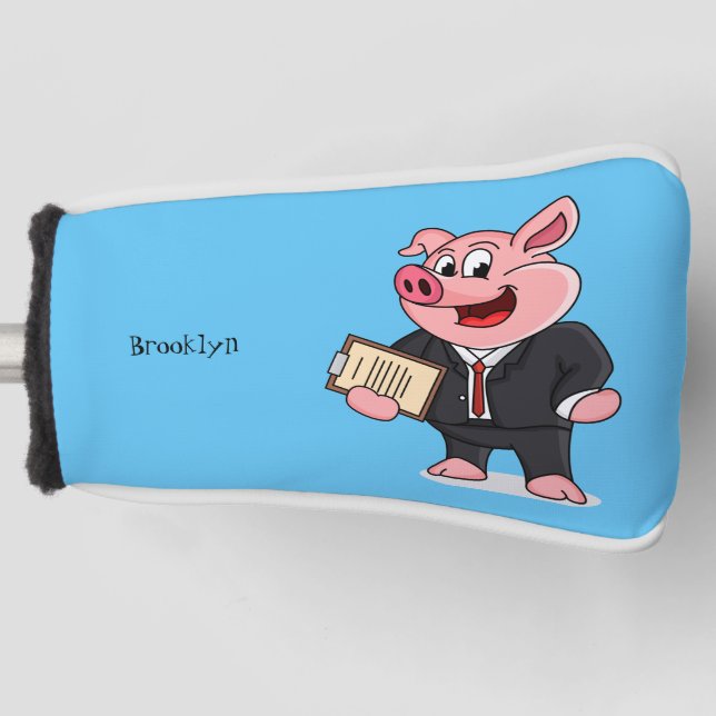 Schweine im geschäftlichen Anzug Cartoon Golf Headcover (Vorderseite)