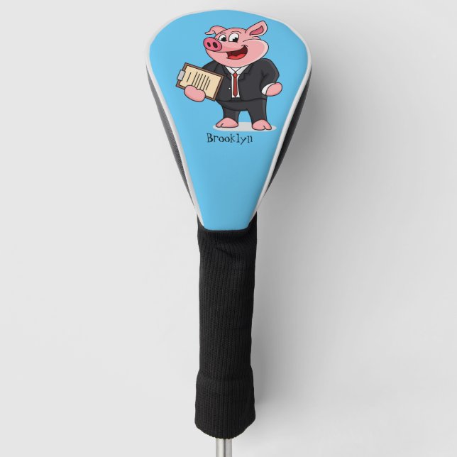 Schweine im geschäftlichen Anzug Cartoon Golf Headcover (Vorderseite)