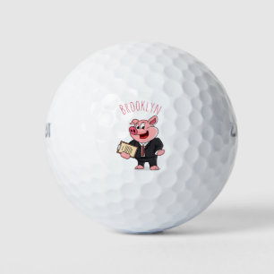 Schweine im geschäftlichen Anzug Cartoon Golfball