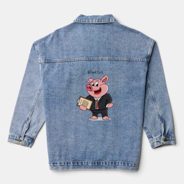Schweine im geschäftlichen Anzug Cartoon Jeansjacke (Rückseite)