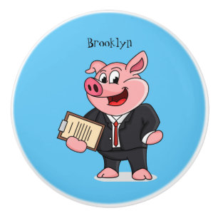 Schweine im geschäftlichen Anzug Cartoon Keramikknauf