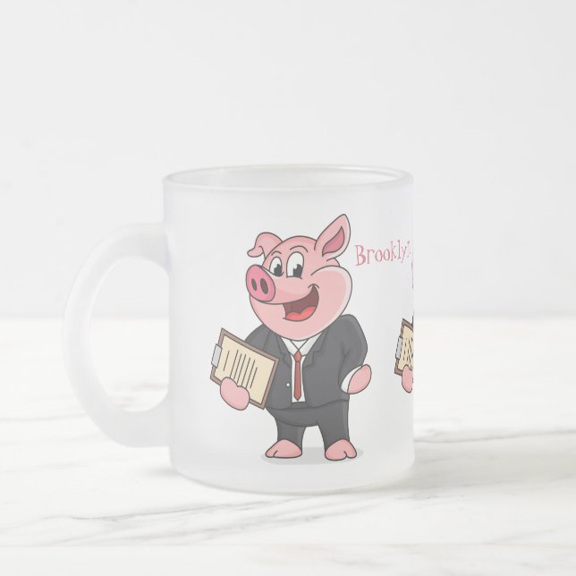 Schweine im geschäftlichen Anzug Cartoon Mattglastasse (Links)