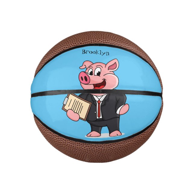 Schweine im geschäftlichen Anzug Cartoon Mini Basketball (Vorderseite)