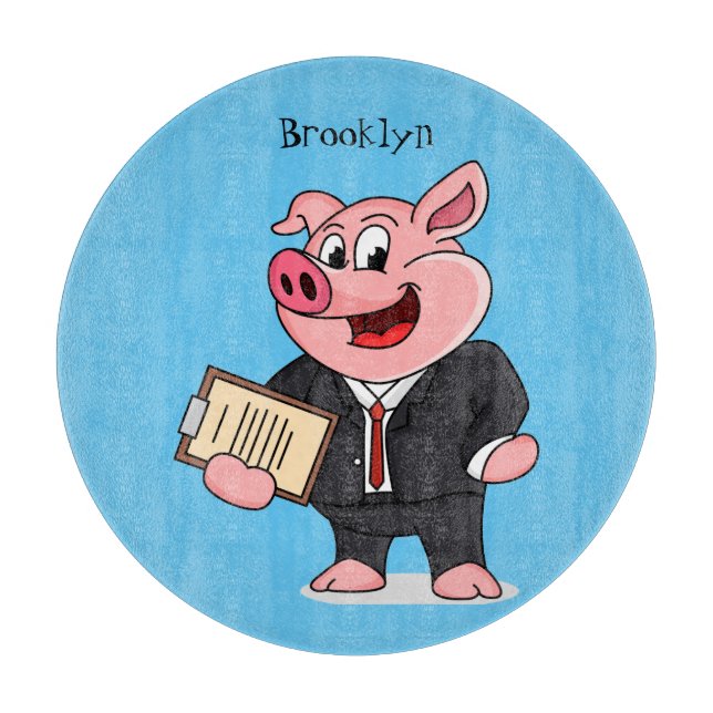 Schweine im geschäftlichen Anzug Cartoon Schneidebrett (Vorderseite)