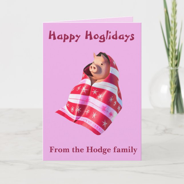 Schweine in Decken Ein süßes Ferkel eingewickelt i Karte (Vorderseite)