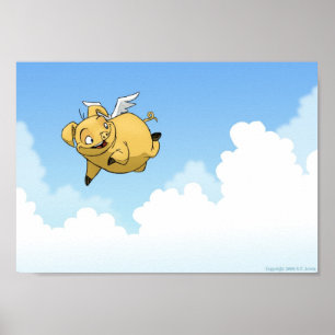 Schweine in den Wolken fliegen Poster