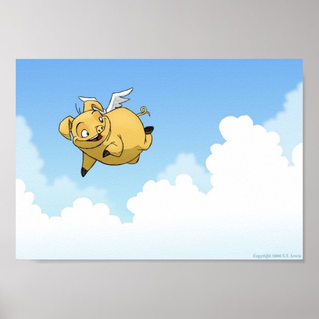 Schweine in den Wolken fliegen Poster (Vorne)