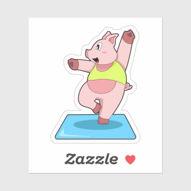 Schweine in der Yoga-Fitness Aufkleber (Blatt)