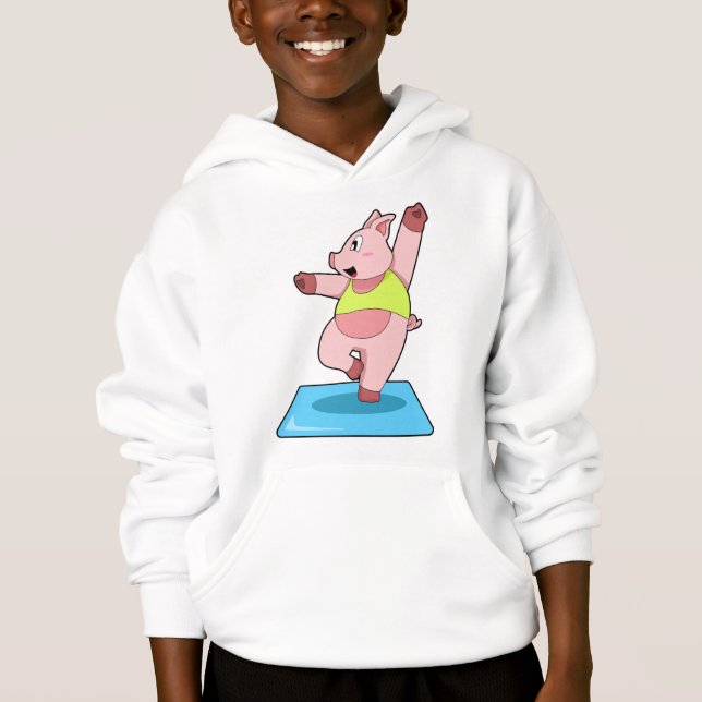 Schweine in der Yoga-Fitness Hoodie (Vorderseite)