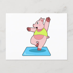 Schweine in der Yoga-Fitness Postkarte