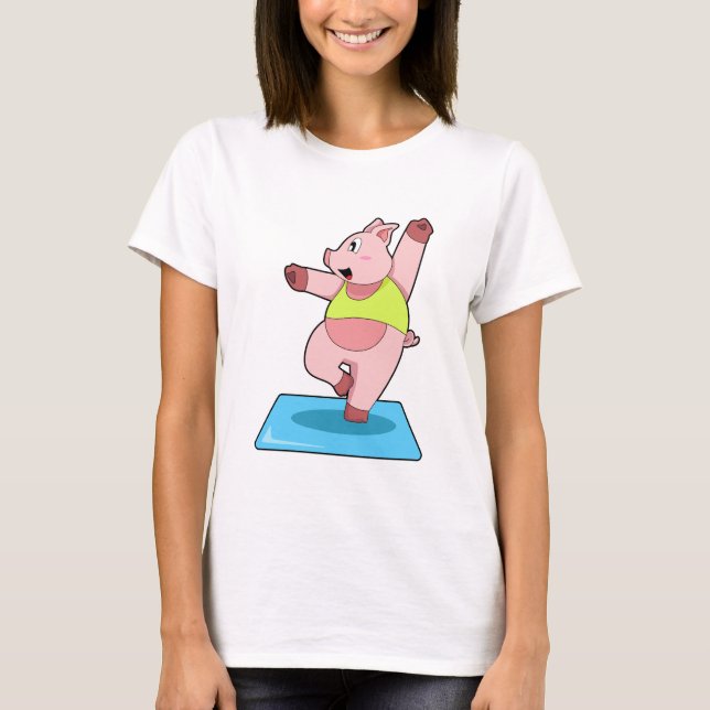 Schweine in der Yoga-Fitness T-Shirt (Vorderseite)