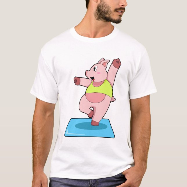 Schweine in der Yoga-Fitness T-Shirt (Vorderseite)