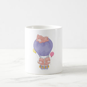 Schweine in einem Heißluftballon Kaffeetasse