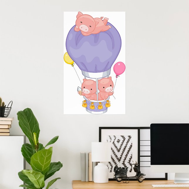 Schweine in einem Heißluftballon Poster (Von Creator hochgeladen)