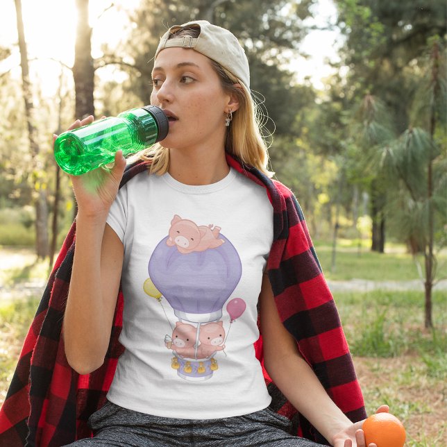 Schweine in einem Heißluftballon-T - Shirt (Von Creator hochgeladen)