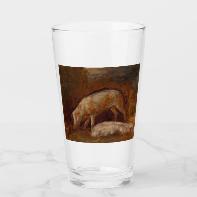 Schweine in einem Stall (Tierart) Glas (Vorderseite)