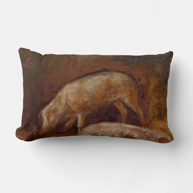 Schweine in einem Stall (Tierart) Lendenkissen (Vorderseite)