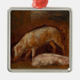 Schweine in einem Stall (Tierart) Ornament Aus Metall